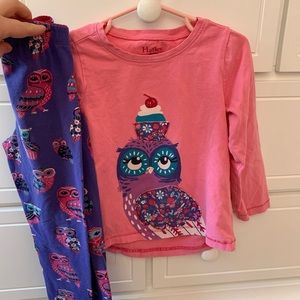 Hatley pink and purple owl long sleeve t shirt and leggings set